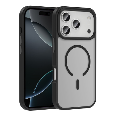 Apple iPhone 17 Pro Case M-safe Charging Feature Matte Back Surface Zore Sio Cover Black