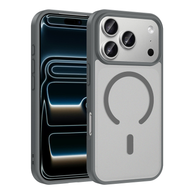 Apple iPhone 17 Pro Case M-safe Charging Feature Zore Ballet Flat Cover Grey