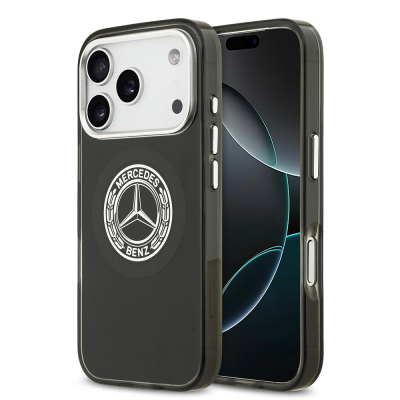 Apple iPhone 17 Pro Case Mercedes Benz Original Licensed M-Safe Charging Feature Dual Layer PC Nostalgic Star Design Cover Black