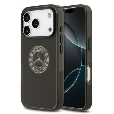 Apple iPhone 17 Pro Case Mercedes Benz Original Licensed M-Safe Charging Feature Frosted PC Nostalgic Star Design Cover Black