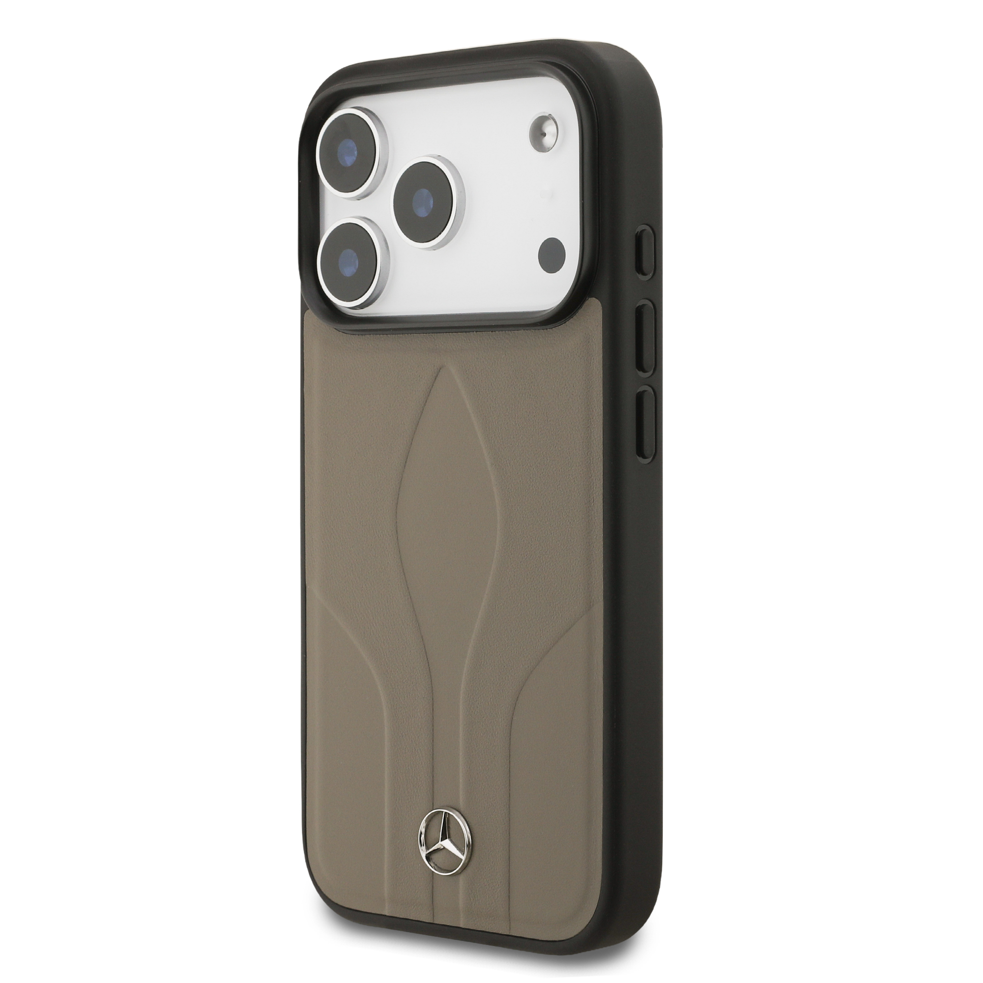 Apple iPhone 17 Pro Case Mercedes Benz Original Licensed M-Safe Charging Feature Textured Patterned Leather Cover - 11