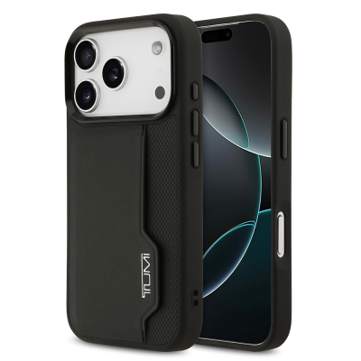 Apple iPhone 17 Pro Case TUMI Original Licensed Leather Vertical Card Holder Cover Black