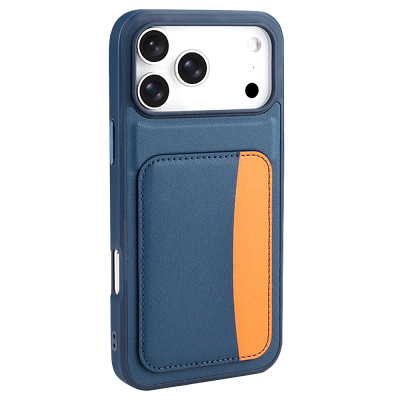 Apple iPhone 17 Pro Case with Card Holder Zore X-Card Silicone Cover Navy blue