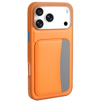 Apple iPhone 17 Pro Case with Card Holder Zore X-Card Silicone Cover Orange