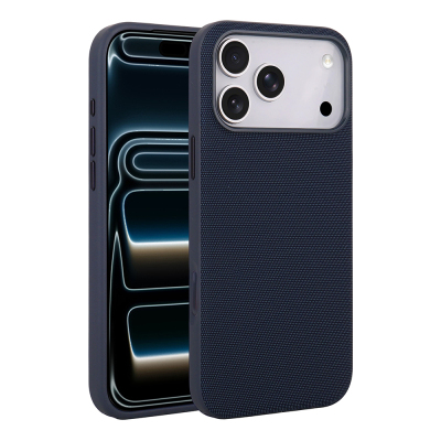 Apple iPhone 17 Pro Case with M-Safe Charging Feature, Fabric Design, Zore Miami Hard PC Cover Navy blue