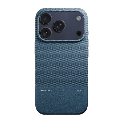 Apple iPhone 17 Pro Case with M-safe Charging Feature, Leather Textured Native Union RE Classic Series Cover Navy blue