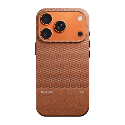 Apple iPhone 17 Pro Case with M-safe Charging Feature, Leather Textured Native Union RE Classic Series Cover Brown