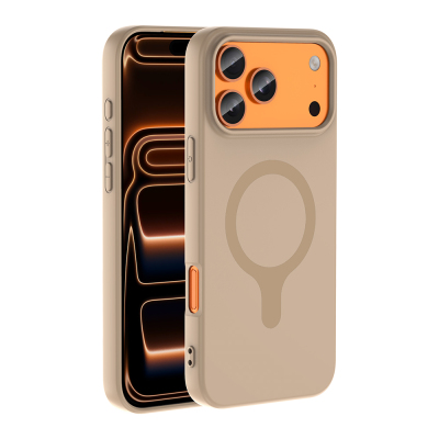 Apple iPhone 17 Pro Case with M-Safe Charging Feature - Zore Aris Silicone Cover Cream