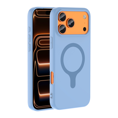 Apple iPhone 17 Pro Case with M-Safe Charging Feature - Zore Aris Silicone Cover Baby Blue