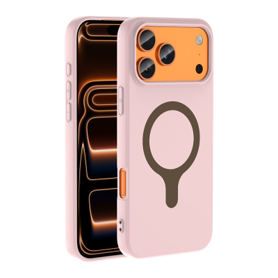 Apple iPhone 17 Pro Case with M-Safe Charging Feature - Zore Aris Silicone Cover Açık Pembe