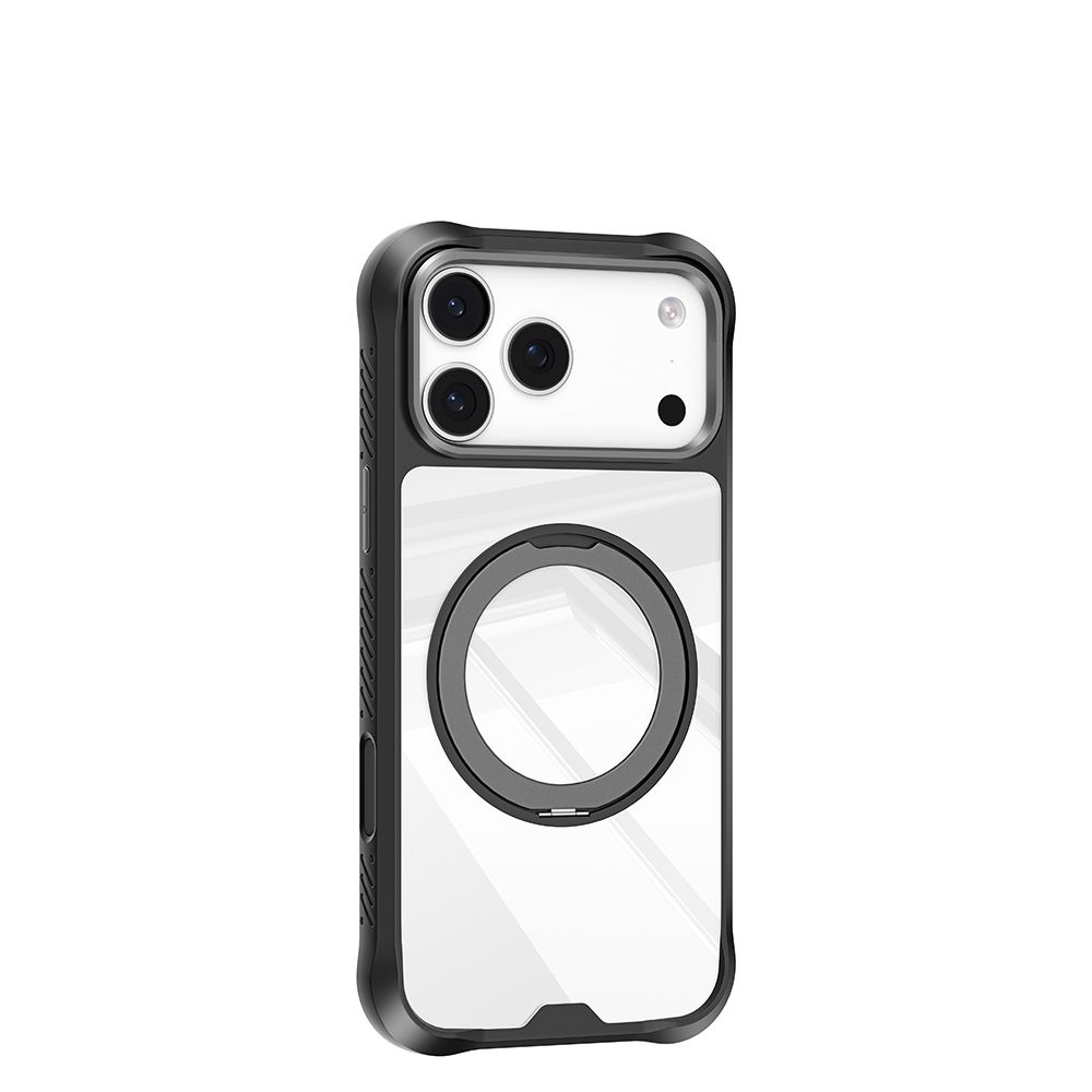 Apple iPhone 17 Pro Case with M-safe Charging Finger Ring Stand Airbag Design Mutural Obsidian Series Cover - 8