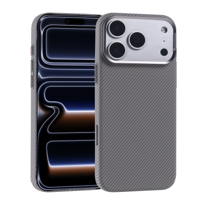 Apple iPhone 17 Pro Case with M-safe Charging Function Carbon Fiber Look Zore Nekst Cover Silver