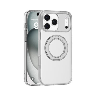 Apple iPhone 17 Pro Case with M-safe Charging Stand and Airbag Design Mutural Fresh Series Cover Şeffaf