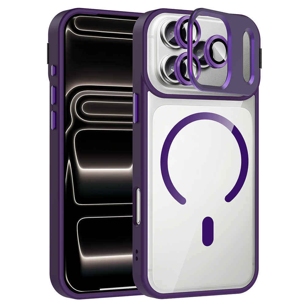 Apple iPhone 17 Pro Case with Stand and Camera Lens Gift Zore Etro Cover with M-Safe Charging Function - 3