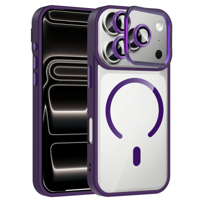Apple iPhone 17 Pro Case with Stand and Camera Lens Gift Zore Etro Cover with M-Safe Charging Function Derin Mor