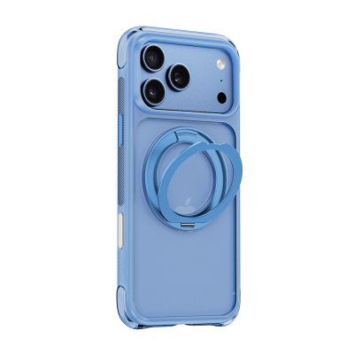 Apple iPhone 17 Pro Case Wiwu AG-203 AeroGuard Ultra Series M-safe Charging Enabled Airbag Designed Stand Cover Açık Mavi