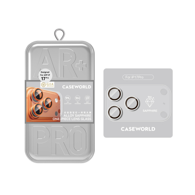 Apple iPhone 17 Pro Case World Alloy Sapphire One-Piece Anti-Reflective Sapphire Camera Lens Protector Silver