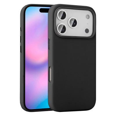 Apple iPhone 17 Pro Case Zore Cupra M-safe Charging Featured PU Leather Look Cover Black