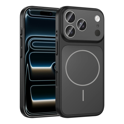 Apple iPhone 17 Pro Case Zore M-Safe Charging Camera Protection Formen Cover Black