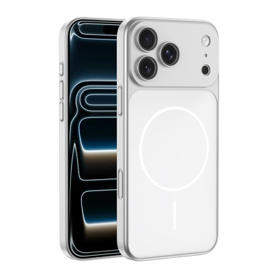 Apple iPhone 17 Pro Case Zore M-Safe Charging Camera Protection Spark Cover Silver