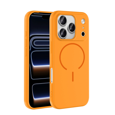 Apple iPhone 17 Pro Case Zore Meta Cover with M-safe Charging Feature Orange