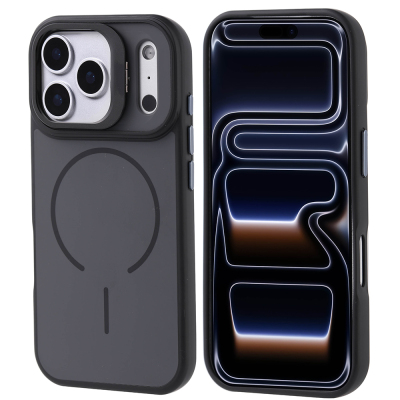 Apple iPhone 17 Pro Case Zore Notron Cover M-safe Charging and Camera Stand Black