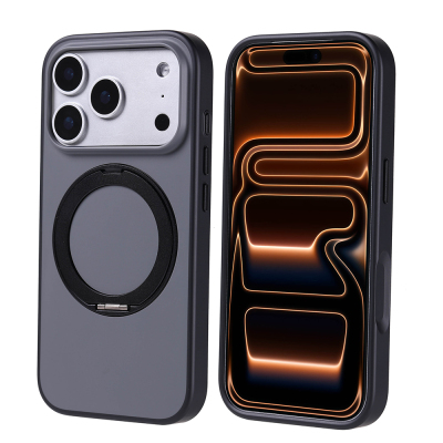 Apple iPhone 17 Pro Case Zore Proton Silicone Cover M-Safe Charging Stand Black