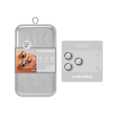 Apple iPhone 17 Pro CaseWorld Alloy One-Piece Series Anti-Reflective Camera Lens Protector Silver