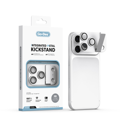 Apple iPhone 17 Pro Go Des CL-23 Anti Reflective Standlı Kamera Lens Koruyucu Gümüş