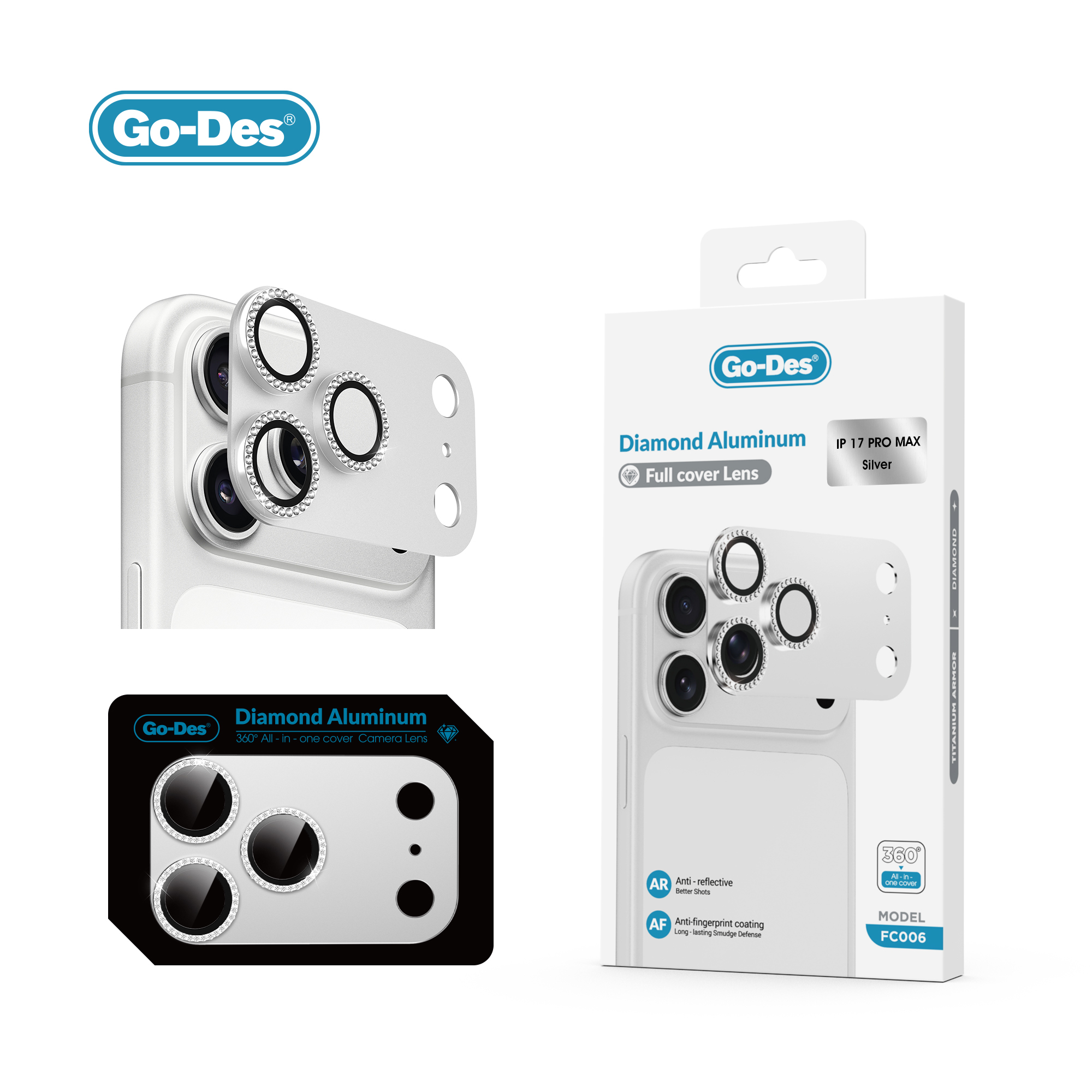 Apple iPhone 17 Pro Go Des FC006 Diamond Titanium Series Anti-Reflective Camera Lens Protector - 4