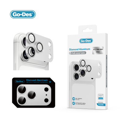 Apple iPhone 17 Pro Go Des FC006 Diamond Titanium Series Anti-Reflective Camera Lens Protector Silver