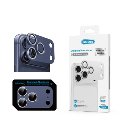 Apple iPhone 17 Pro Go Des FC006 Diamond Titanium Series Anti-Reflective Camera Lens Protector Navy blue