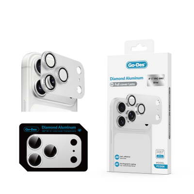 Apple iPhone 17 Pro Go Des FC006 Diamond Titanium Series Anti-Reflective Camera Lens Protector Silver