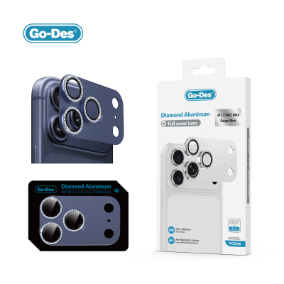 Apple iPhone 17 Pro Go Des FC006 Diamond Titanyum Serisi Anti Reflective Kamera Lens Koruyucu Lacivert