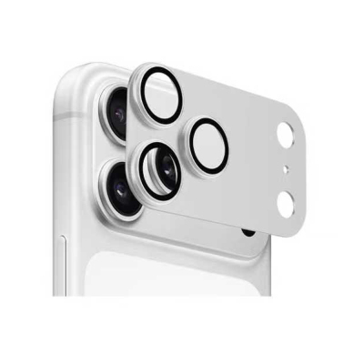 Apple iPhone 17 Pro Go Des FC007 Titanyum Serisi Anti Reflective Kamera Lens Koruyucu Gümüş