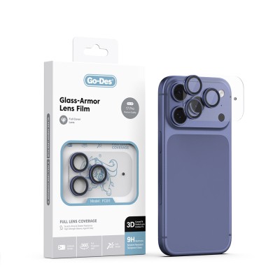 Apple iPhone 17 Pro Go Des FC011 Glass Armor Serisi Kamera Lens Koruyucu Lacivert