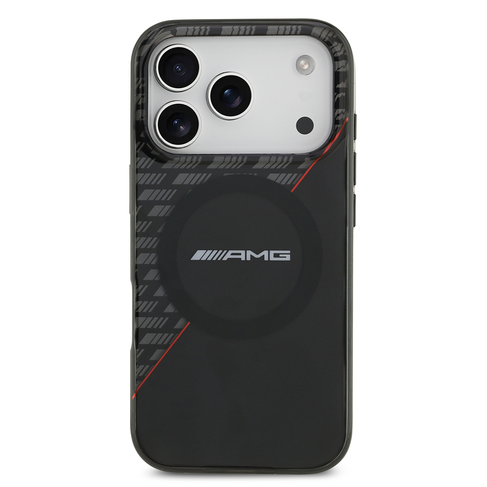 Apple iPhone 17 Pro Kılıf AMG Orjinal Lisanslı M-safe Şarj Özellikli Çift Katmanlı Kırmızı Çapraz Çizgili Kapak - 3