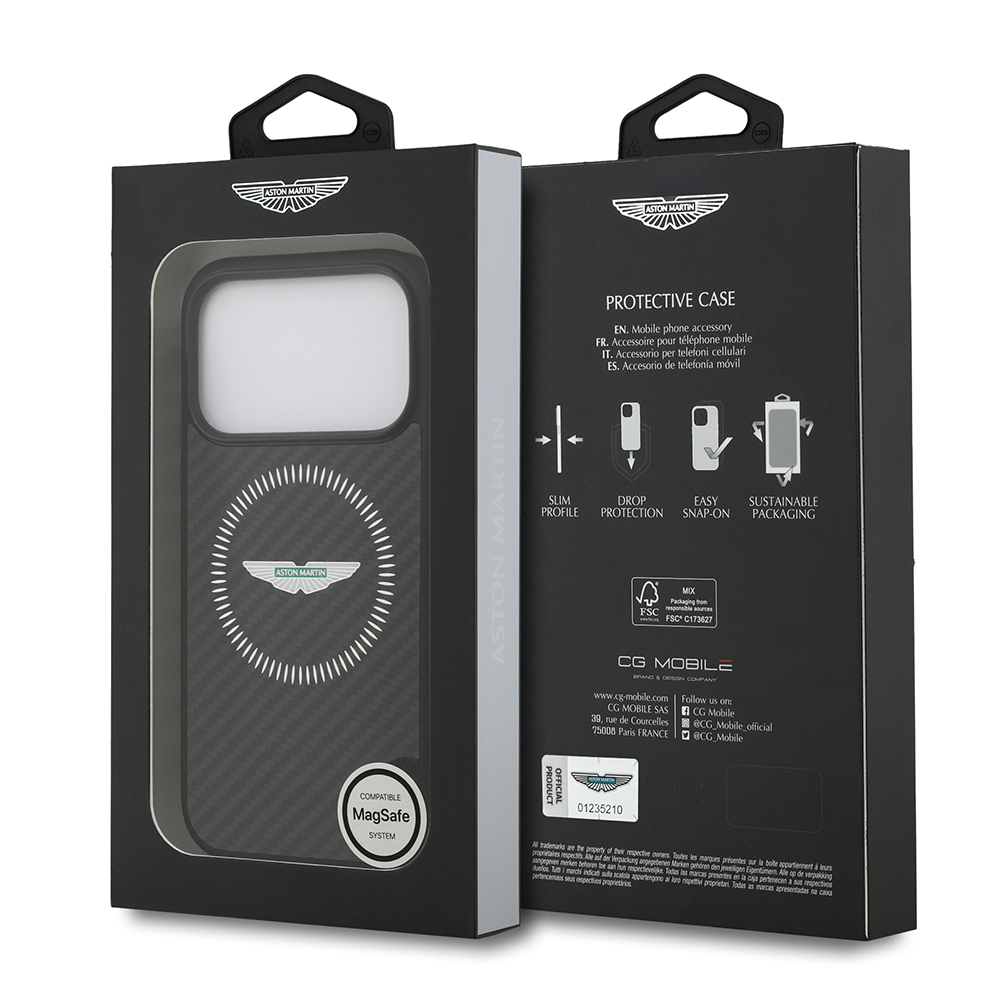 Apple iPhone 17 Pro Kılıf Aston Martin Orjinal Lisanslı M-safe Şarj Özellikli Karbon Fiber Kevlar Kapak - 9