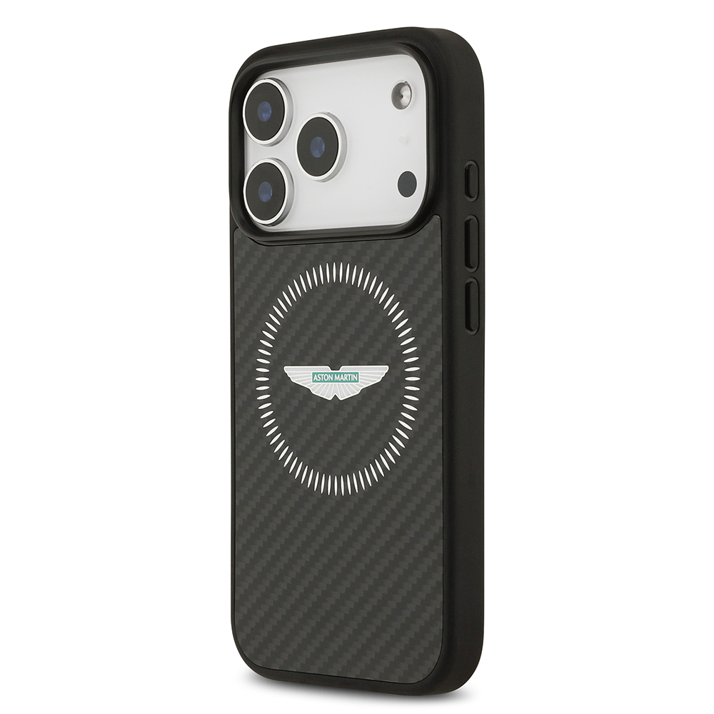 Apple iPhone 17 Pro Kılıf Aston Martin Orjinal Lisanslı M-safe Şarj Özellikli Karbon Fiber Kevlar Kapak - 3