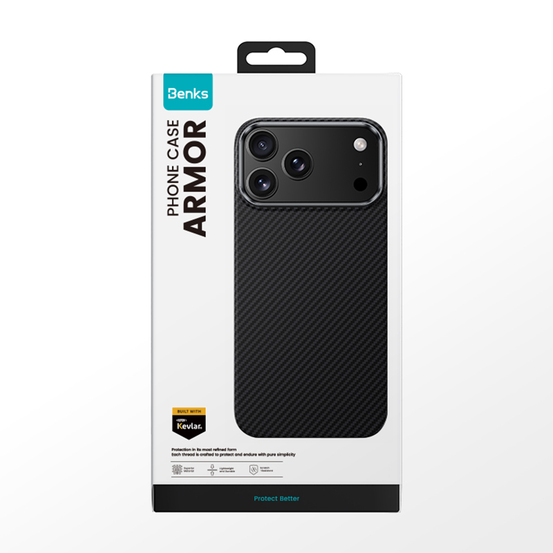 Apple iPhone 17 Pro Kılıf Benks M-safe Şarj Özellikli Metal Kamera Çerçeveli Magnetik ArmorAir 600D Kevlar Fiber Kapak - 6