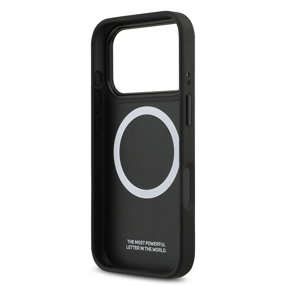 Apple iPhone 17 Pro Kılıf BMW Orjinal Lisanslı M-safe Şarj Özellikli Deri Arka Yüzey Metal Logolu Delikli Şerit Tasarımlı Kapak - 22