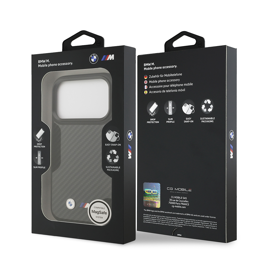 Apple iPhone 17 Pro Kılıf BMW Orjinal Lisanslı M-safe Şarj Özellikli Karbon Fiber Metal Logolu Kevlar Kapak - 9