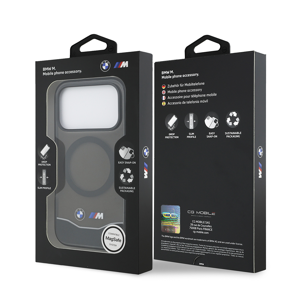 Apple iPhone 17 Pro Kılıf BMW Orjinal Lisanslı M-safe Şarj Özellikli Metal Buton Tasarımlı Tranparan M Dizayn Kapak - 9