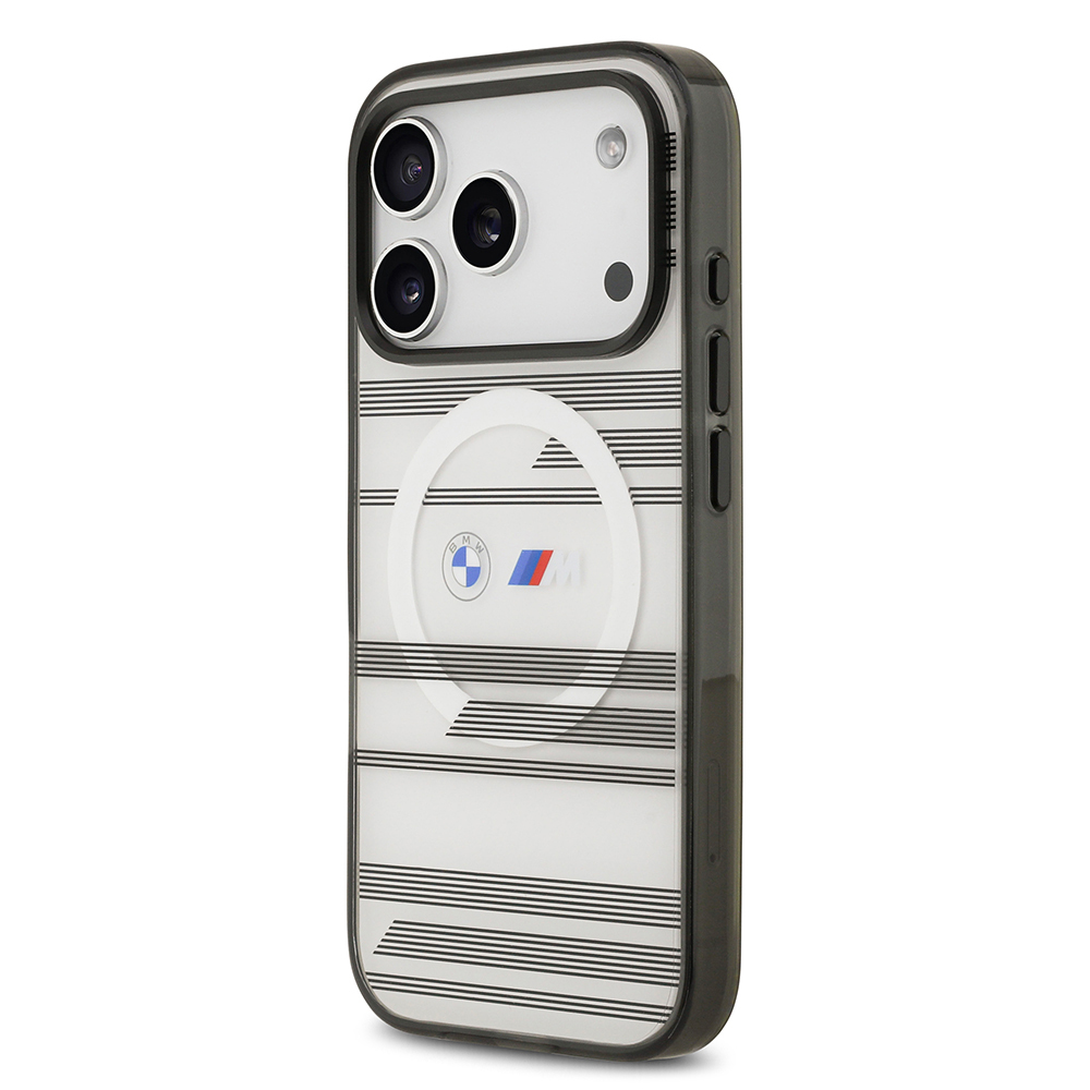 Apple iPhone 17 Pro Kılıf BMW Orjinal Lisanslı M-safe Şarj Özellikli Metal Kamera Butonlu Yatay Şeritli M Dizayn Kapak - 12