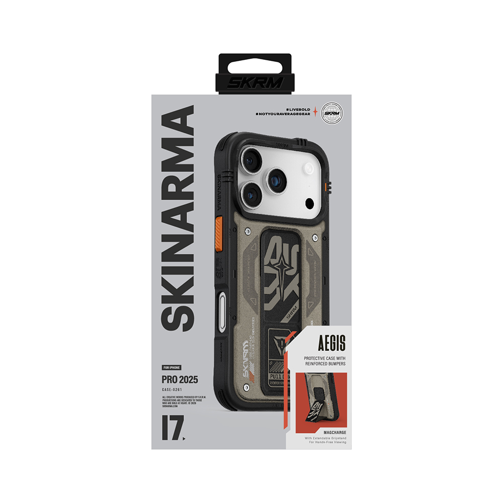 Apple iPhone 17 Pro Kılıf Desenli Airbag Tasarımlı Standlı Skinarma Aegis Kapak - 10