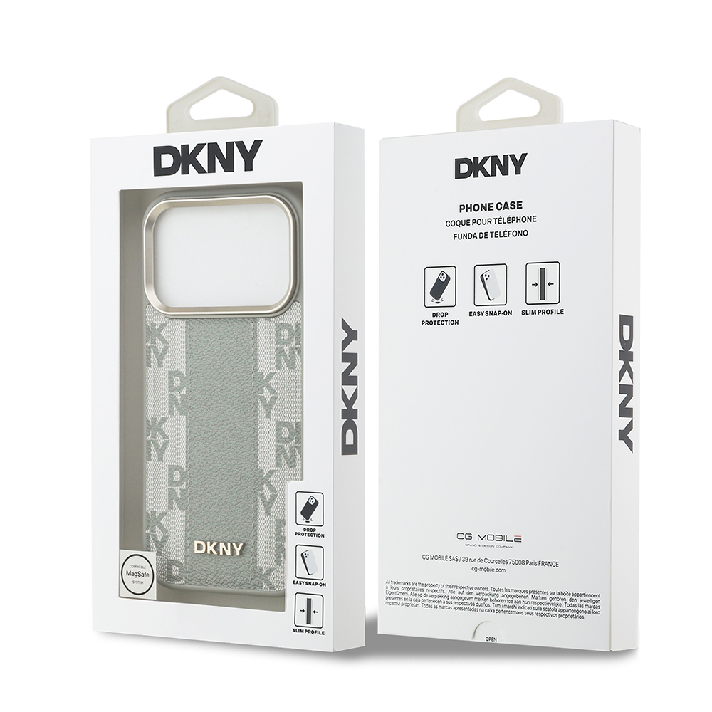 Apple iPhone 17 Pro Kılıf DKNY Orjinal Lisanslı M-safe Şarj Özellikli 3D Yazılı Checkered Pattern Kapak - 16