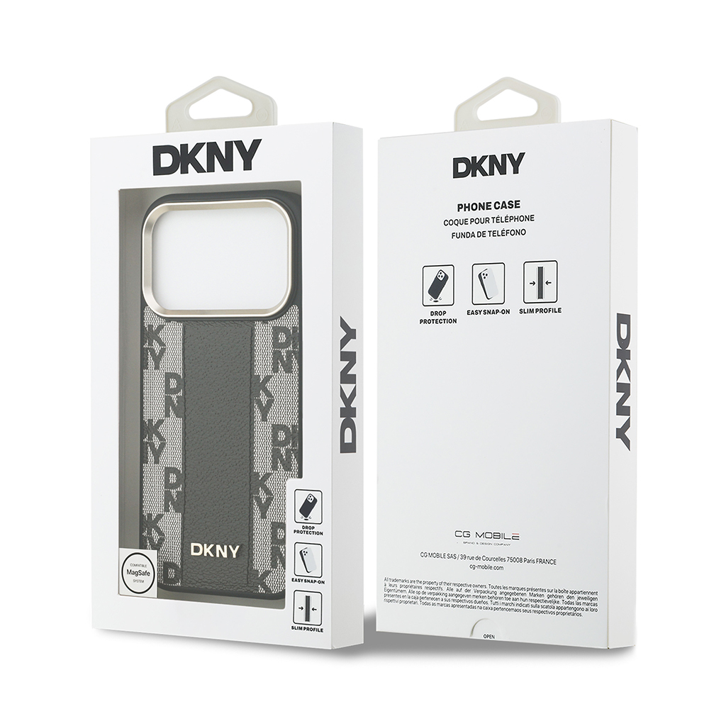 Apple iPhone 17 Pro Kılıf DKNY Orjinal Lisanslı M-safe Şarj Özellikli 3D Yazılı Checkered Pattern Kapak - 17