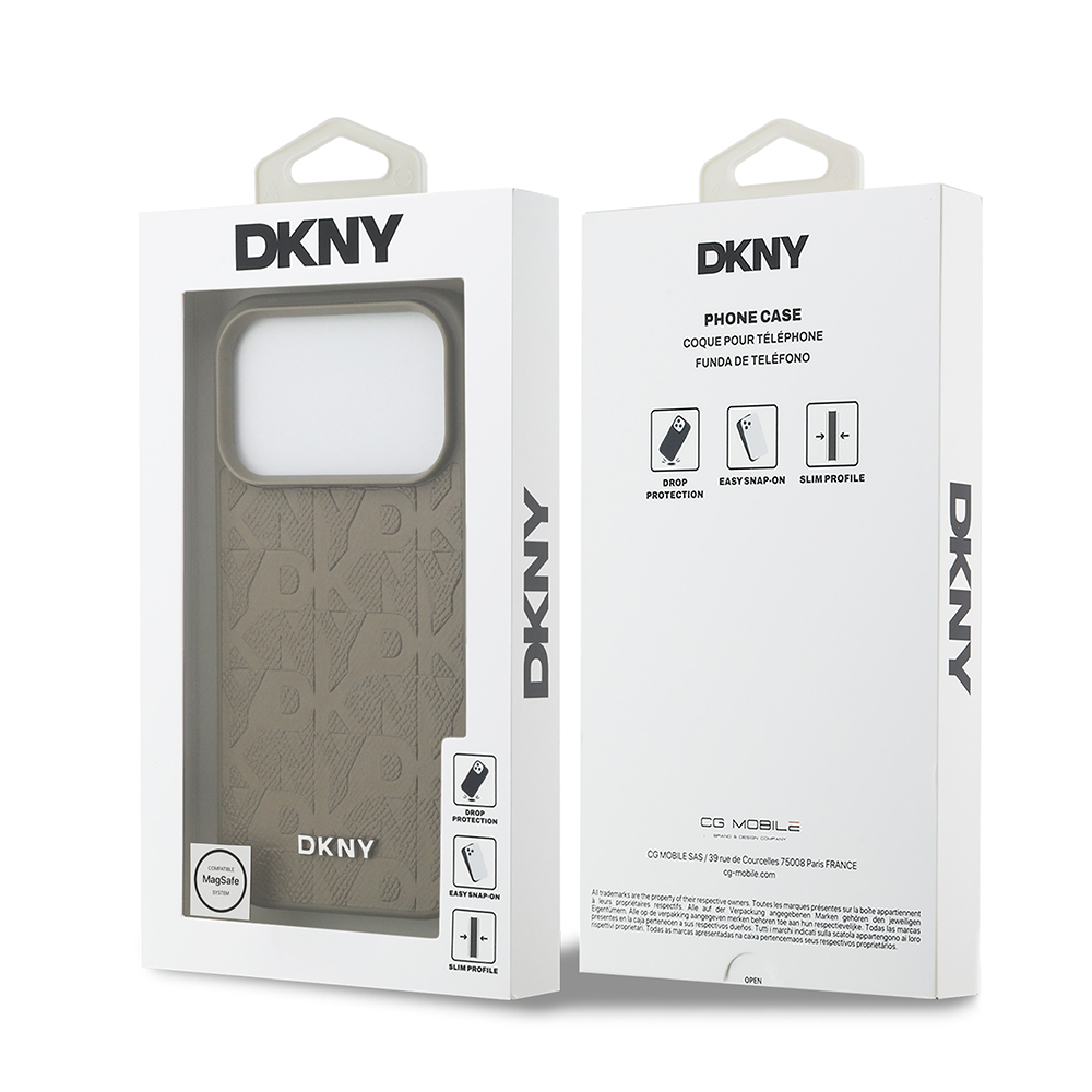 Apple iPhone 17 Pro Kılıf DKNY Orjinal Lisanslı M-safe Şarj Özellikli 3D Yazılı Grid Pattern Kapak - 10