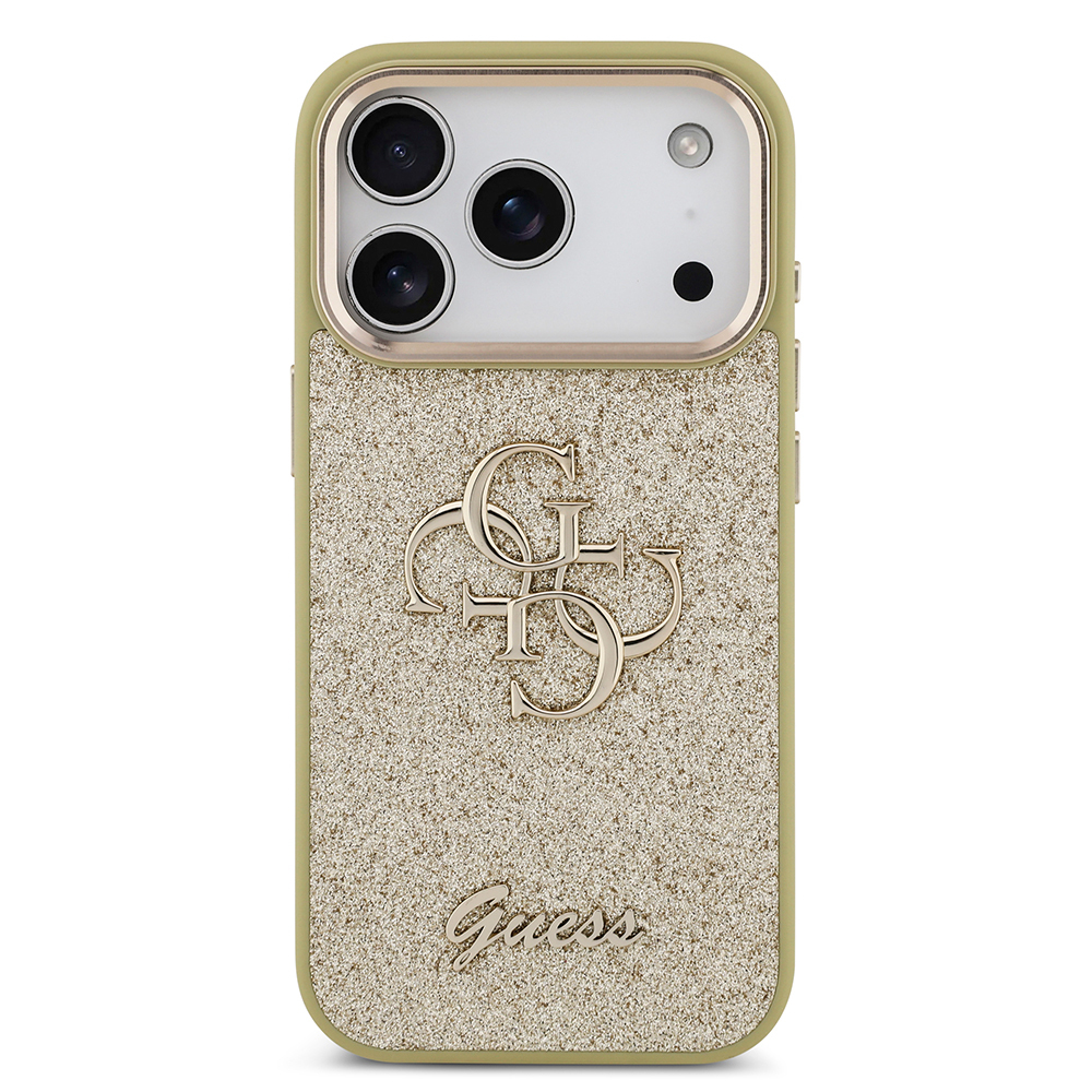 Apple iPhone 17 Pro Kılıf Guess Orjinal Lisanslı 4G Büyük Metal Kamera Çerçeveli ve Logolu Glitter Kapak - 7