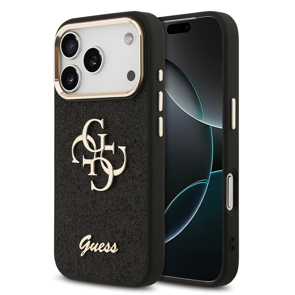 Apple iPhone 17 Pro Kılıf Guess Orjinal Lisanslı 4G Büyük Metal Kamera Çerçeveli ve Logolu Glitter Kapak - 3